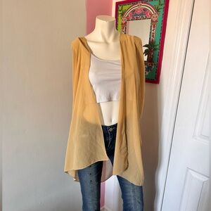 Women's Gold Sleeveless Sheer Cardigan Vest